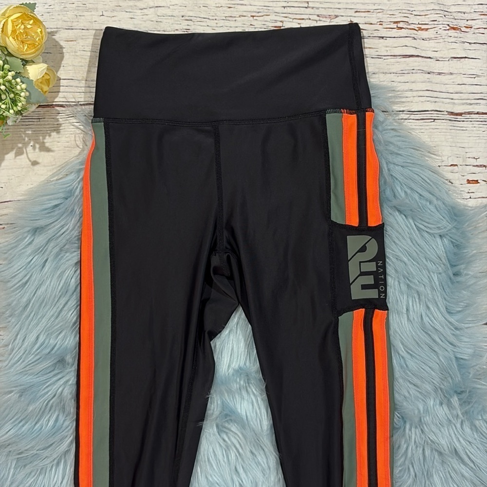 P.E Nation Orange Striped Logo High Rise Leggings Small  Like New - Picture 5 of 9